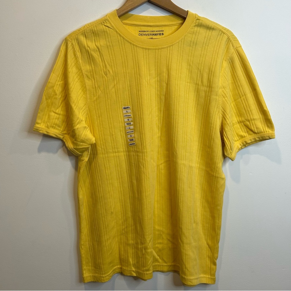 Denver Hayes Men’s Modern Fit Crewneck Short Sleeve Tee Shirt Cotton Yellow